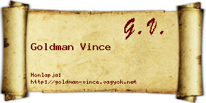 Goldman Vince névjegykártya